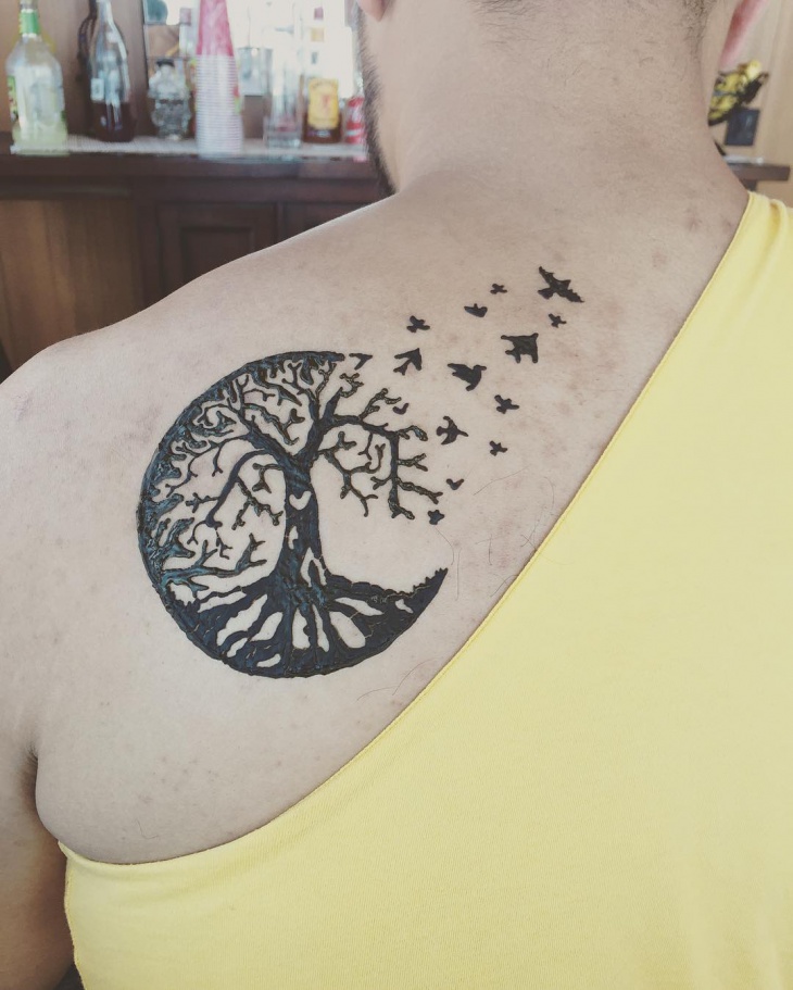 henna tree tattoo design for men