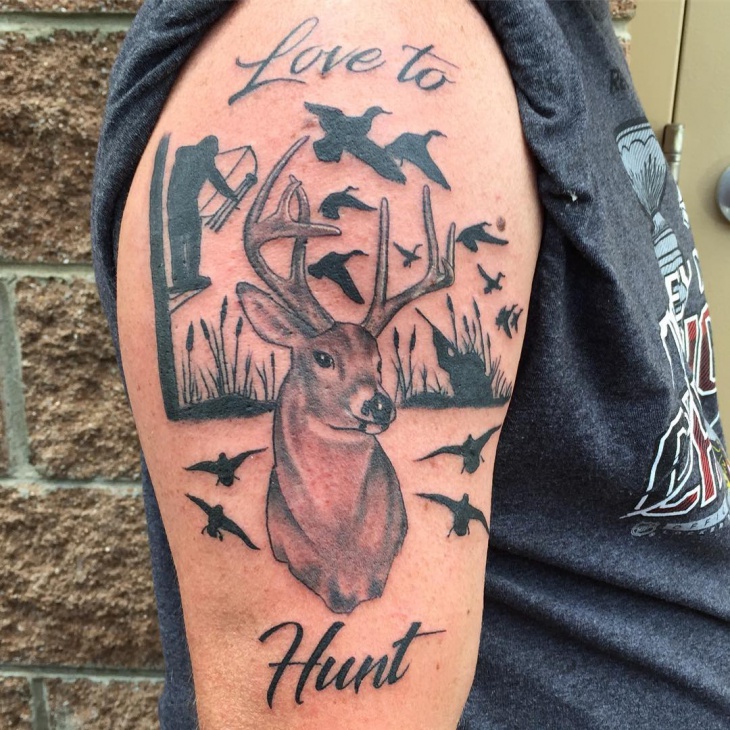 half sleeve hunting tattoo 