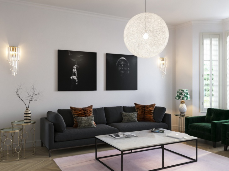 eclectic feminine living room design