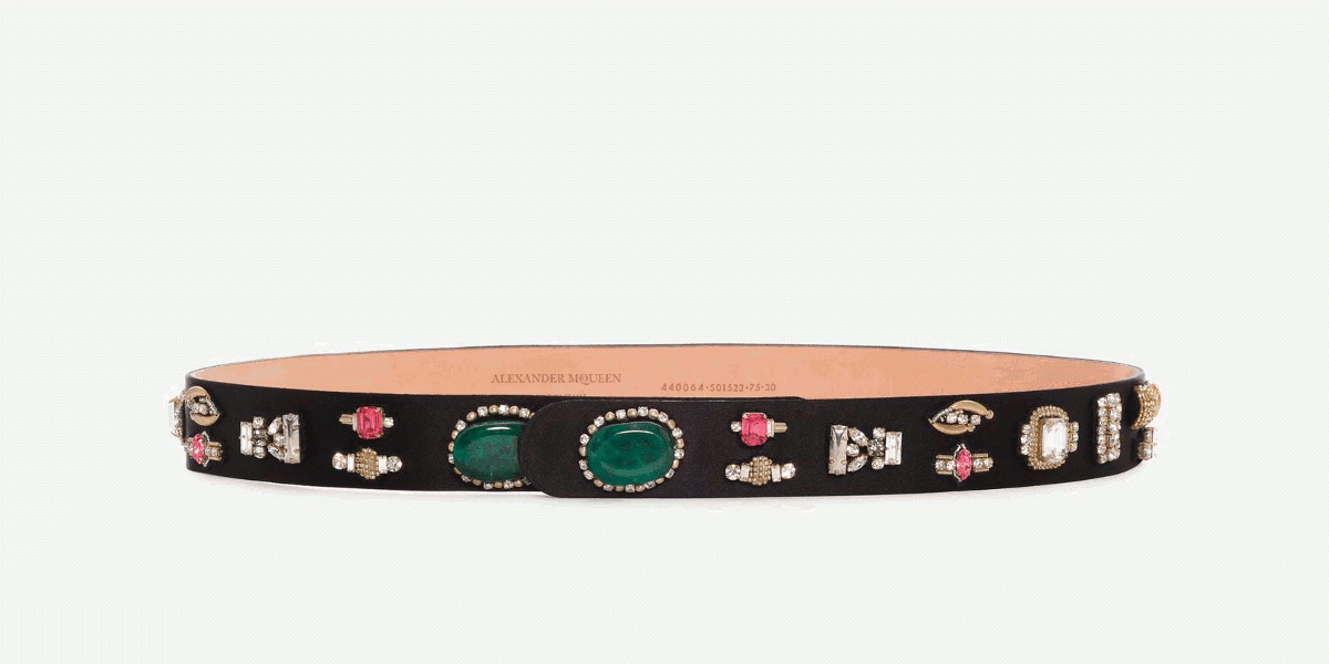 alexander mcqueen embellished embroidered satin waist belt