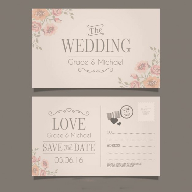 Wedding Invitation Postcard Design