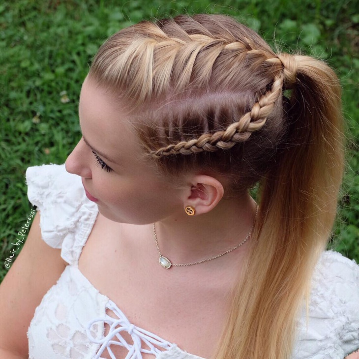 side braid long ponytail