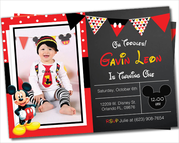Mickey Mouse Photo Birthday Invitation
