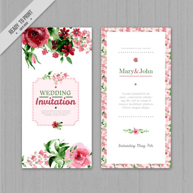 Floral Watercolor Wedding Invitation