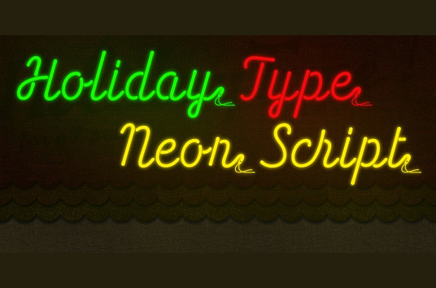 neon light cursive font