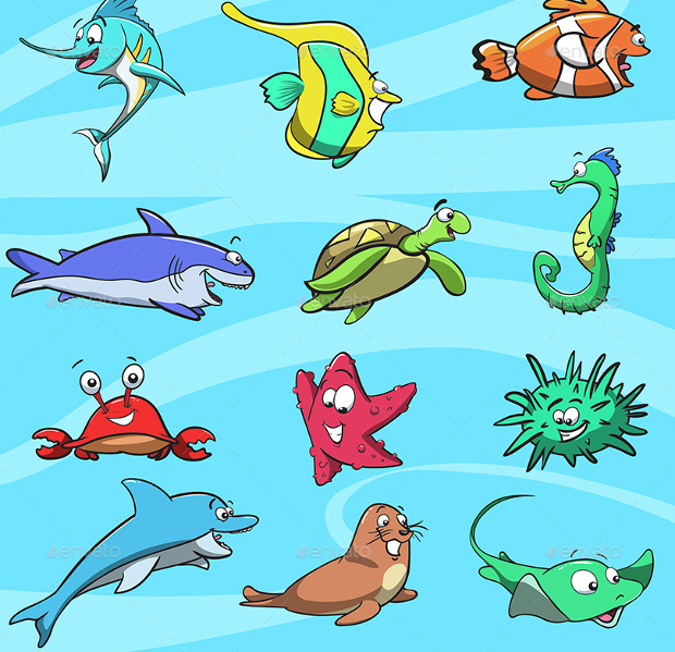 sea animals character design