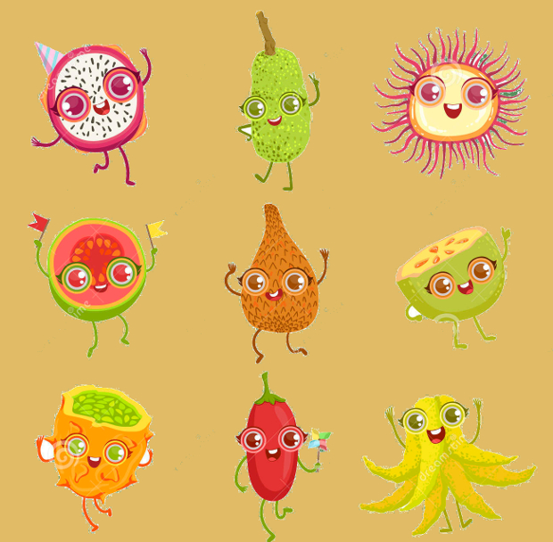 tropical fruits character design