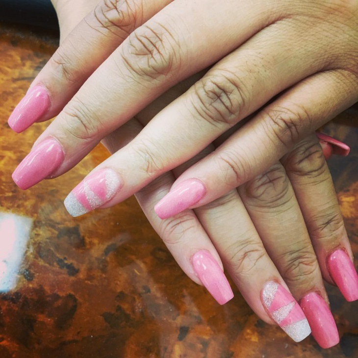 light pink acrylic nail design