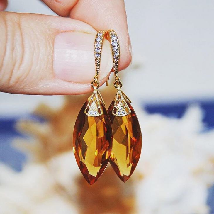 stone citrine earrings
