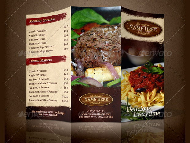Tri Fold Restaurant Brochure
