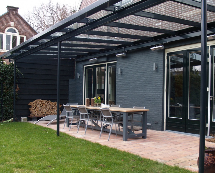 glass covered patio design