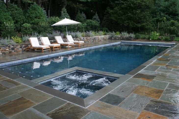 rectangle pool patio design