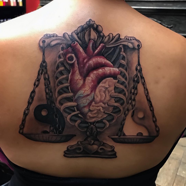 3d heart tattoo for back