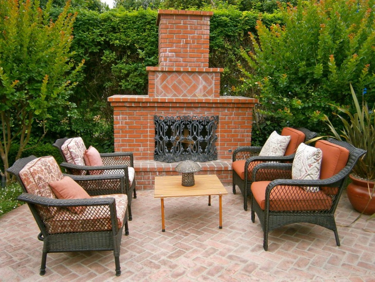 brick outdoor fireplace design