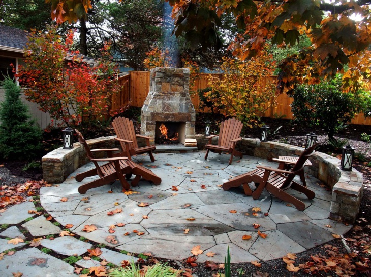 backyard patio design with fireplace
