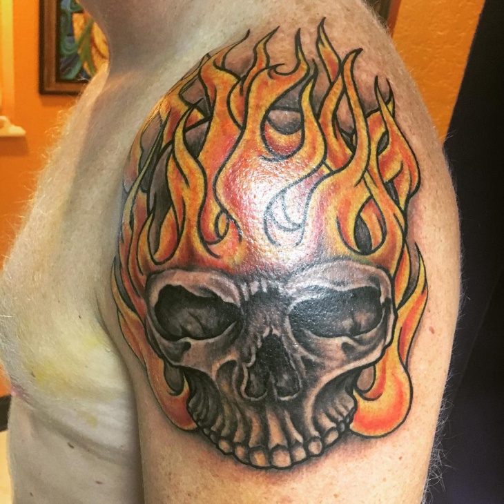 Skull And Flame Tattoo Designs.