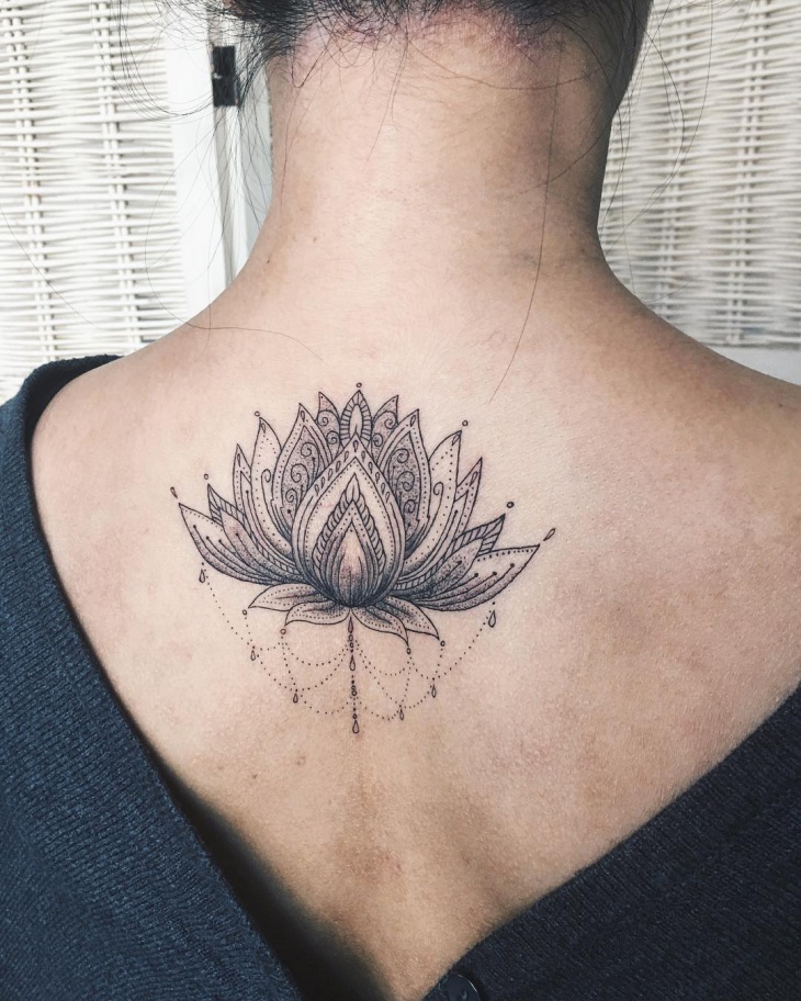 lotus flower tattoo design on back