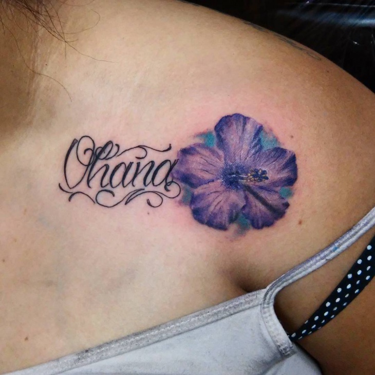 hawaiian flower shoulder tattoo design