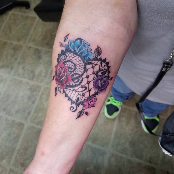 lace rose flower tattoo design