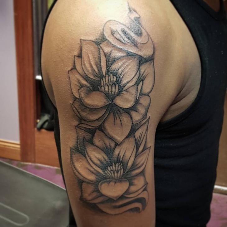 arm flower tattoo design for men