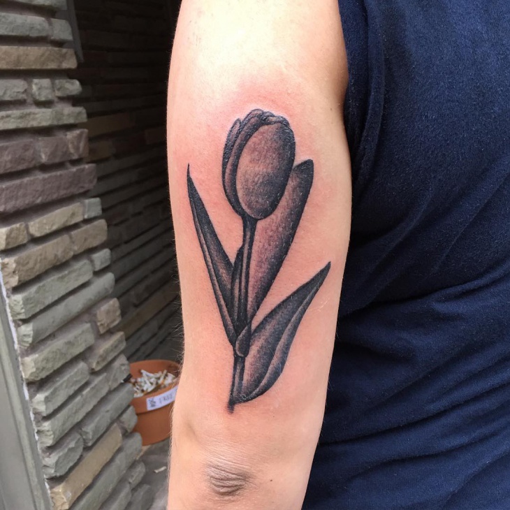 black and gray tulip flower tattoo 