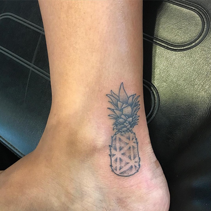 pineapple ankle tattoo design for women