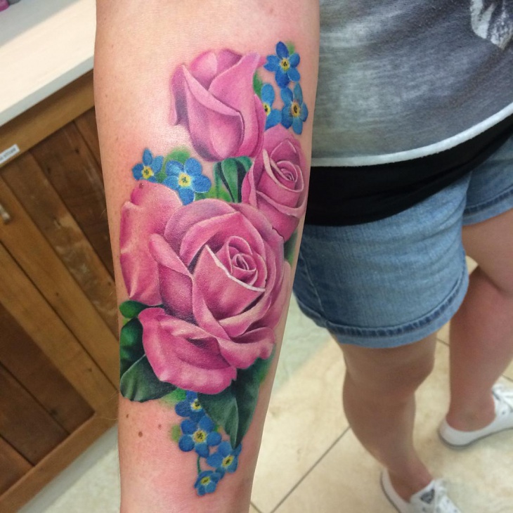 pink rose tattoo design
