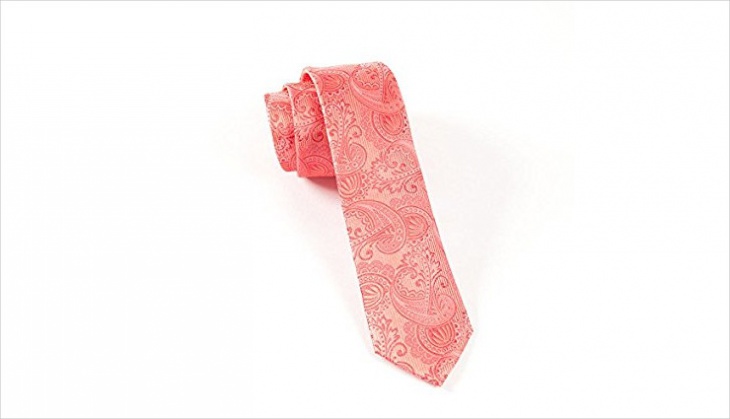 woven silk coral tie for men