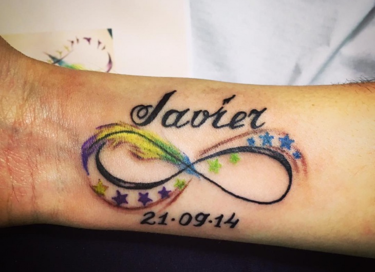 feather infinity with star tattoo