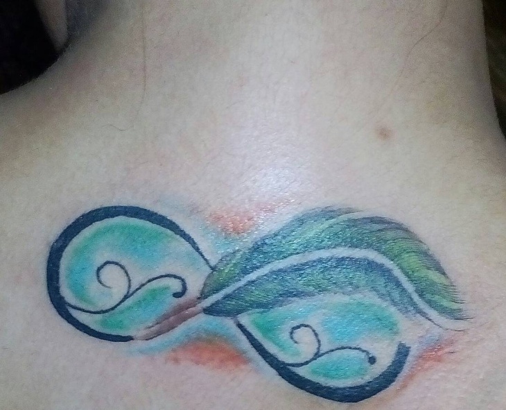 feather infinity tattoo for bellow neck