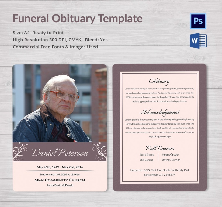 5 Funeral Obituary Templates Free Word, PDF, PSD Documents Download