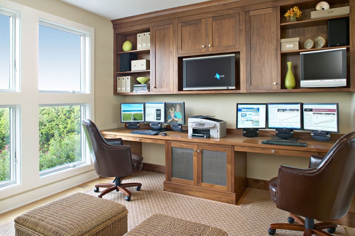 small built in home office design