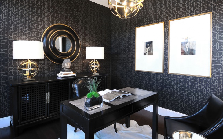 traditional black and white home office