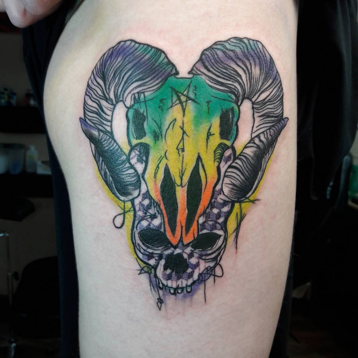 psychedelic skull tattoo
