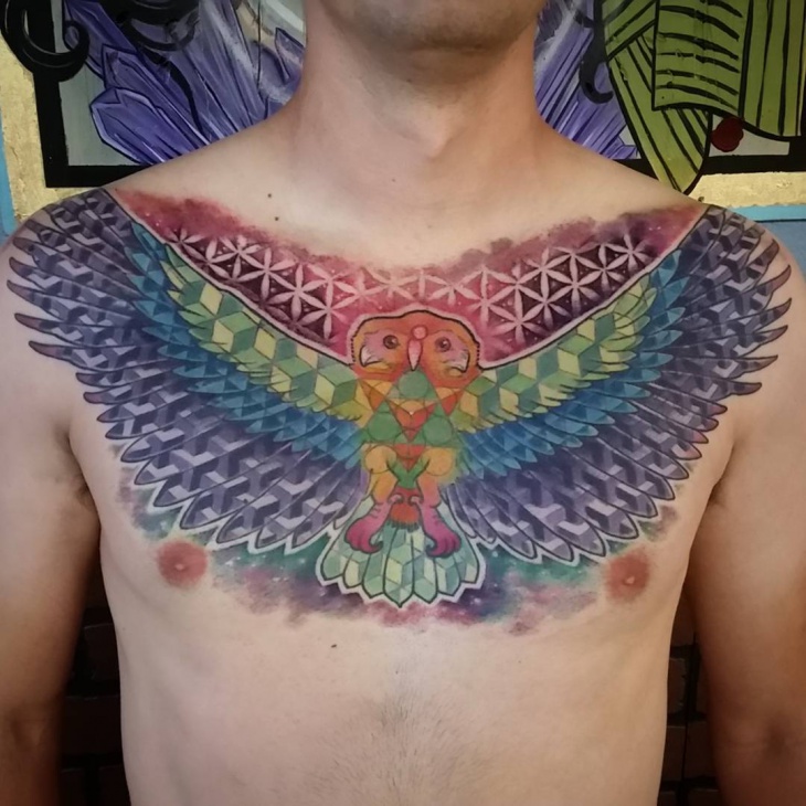 psychedelic tattoo for chest