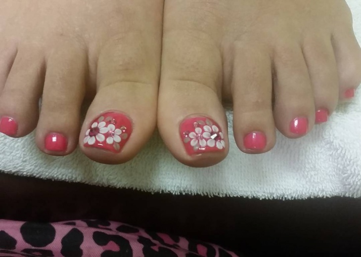3d spring flowers toe nail design