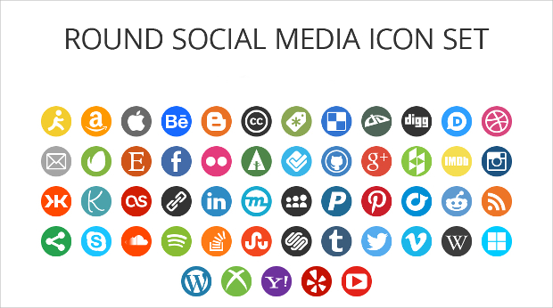 round social media icons