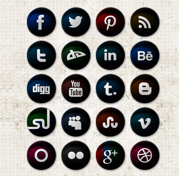 vector black social media icons