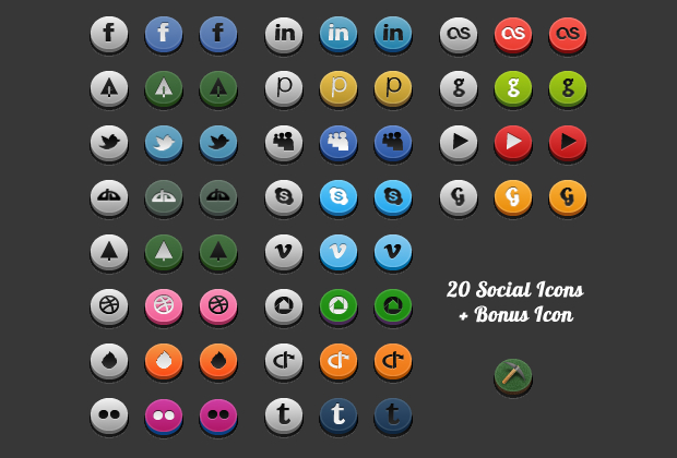 round 3d social media icons 