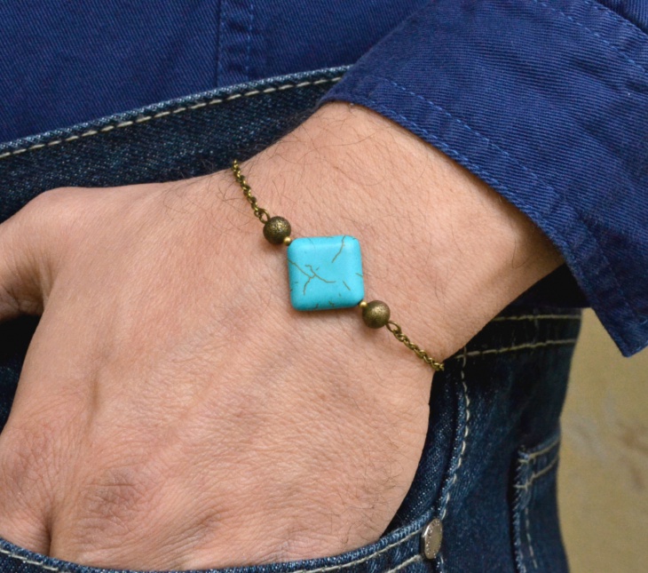 geometric turquoise bracelet for men
