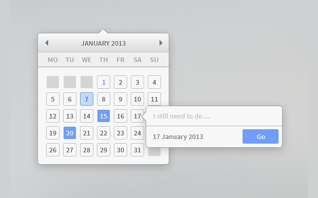 minimal calendar widgets