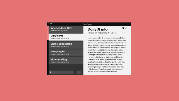 daily notes widget design