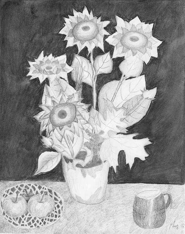 flower pot pencil drawing