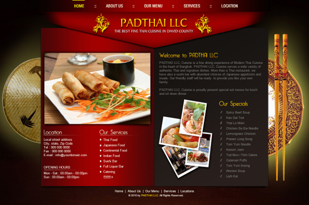 food restaurant website template