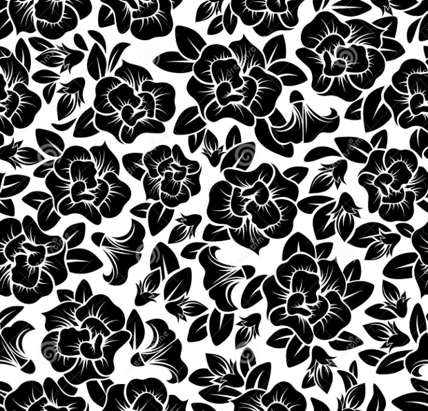 black and white flower pattern