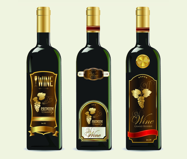 wine bottles with label vector