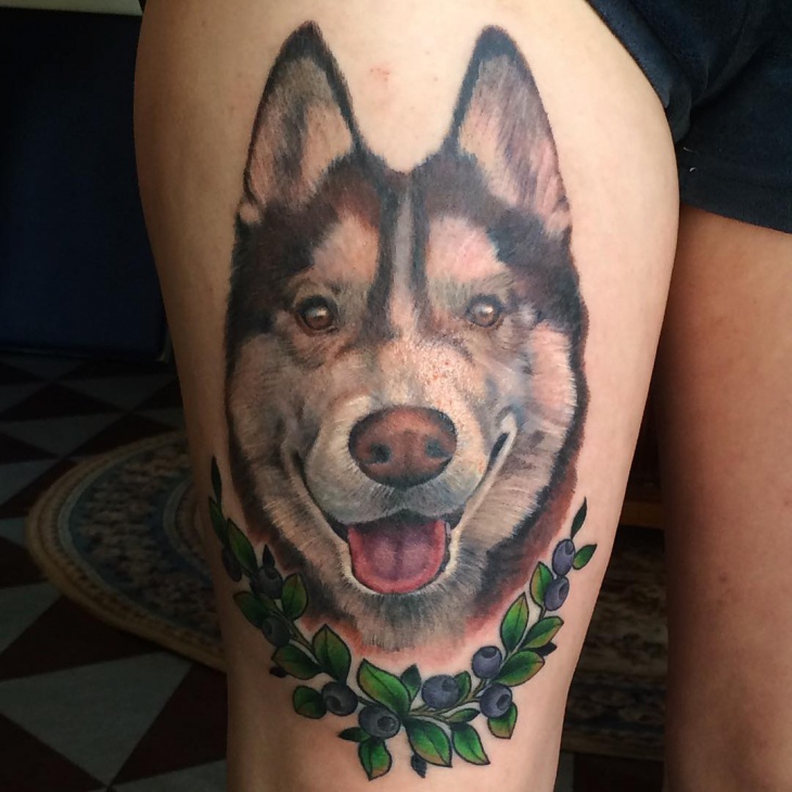 dog blueberry tattoo design
