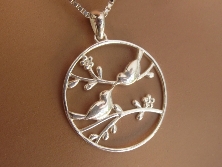 sterling silver love birds pendant