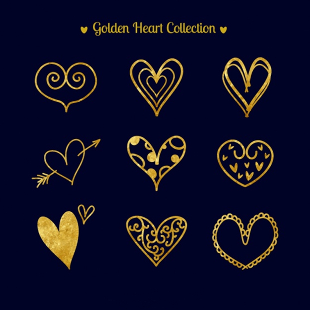 golden heart vector