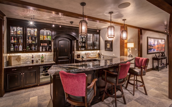 curved home bar countertop design